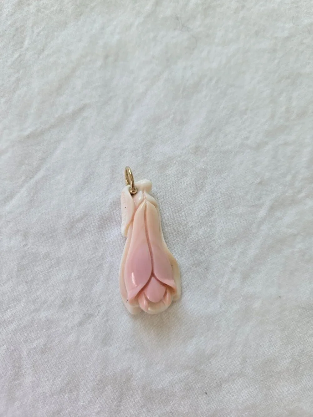 Carved Pink Shell Floral Pendant